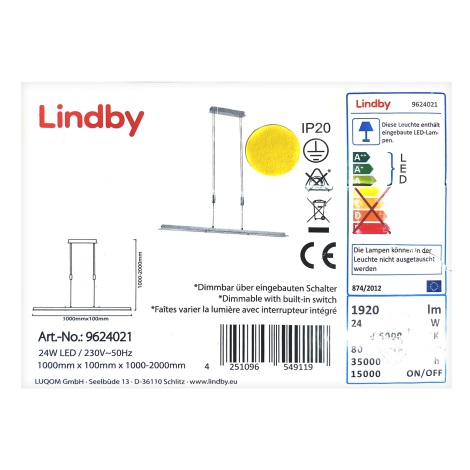 Lindby - LED Dimmable chandelier on a string SLADJA LED/24W/230V