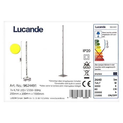 Lucande - LED Dimmable floor lamp MARGEAU 7xLED/4,7W/230V