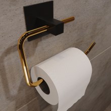 Metal toilet paper holder 8x16 cm black/gold