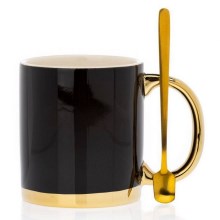 Mug with spoon LANA black/gold