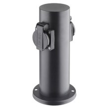 Outdoor socket column 2Z 230V IP44 black round