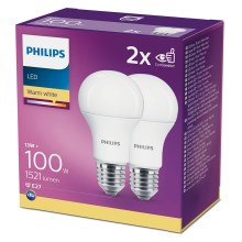 PACK 2x LED Bulb Philips A60 E27/13W/230V 2,700K