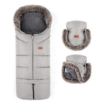 PETITE&MARS-SET Baby footmuff 4in1 ARCTIC + stroller hand muffs FURRY Champagne Shower