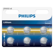 Philips CR2032P6/01B - 6 pcs Button lithium battery CR2032 MINICELLS 3V 240mAh
