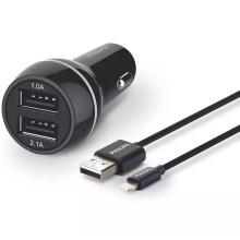 Philips DLP2357V/10 - Car charger 2xUSB/12V + cable USB/lightning connector
