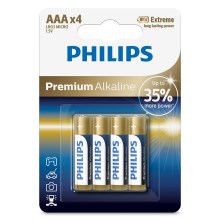 Philips LR03M4B/10 - 4 pcs Alkaline battery  AAA PREMIUM ALKALINE 1,5V