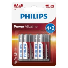 Philips LR6P6BP/10 - 6 pcs Alkaline battery AA POWER ALKALINE 1,5V 2600mAhV