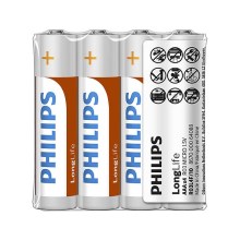 Philips R03L4F/10 - 4 pcs Zinc-chloride battery AAA LONGLIFE 1,5V 450mAh
