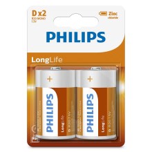 Philips R20L2B/10 - 2 pcs Zinc-chloride battery D LONGLIFE 1,5V 5000mAh