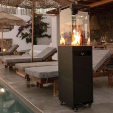 Planika - Outdoor gas fireplace 149,5x36 cm 8kW black + protective cover