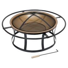 Portable wood campfire with grate black/copper