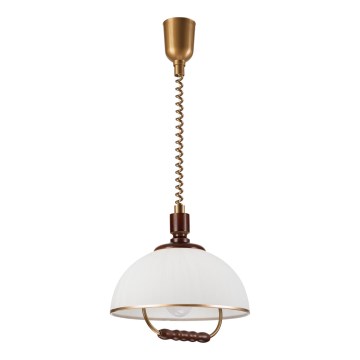 Pull-down chandelier RAMONA 1xE27/60W/230V beige/dark brown/pine