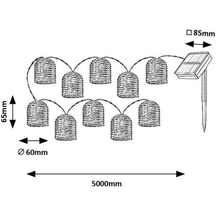 Rabalux - LED Solar chain 10xLED/0,6W/1,2V 5 m IP44