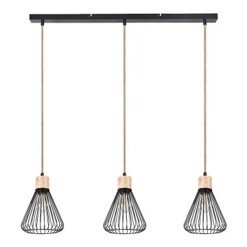 Rabalux - Chandelier on a string 3xE27/40W/230V black/beech
