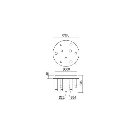 Redo 01-2039 - LED Ceiling light MADISON 9xLED/4W/230V gold