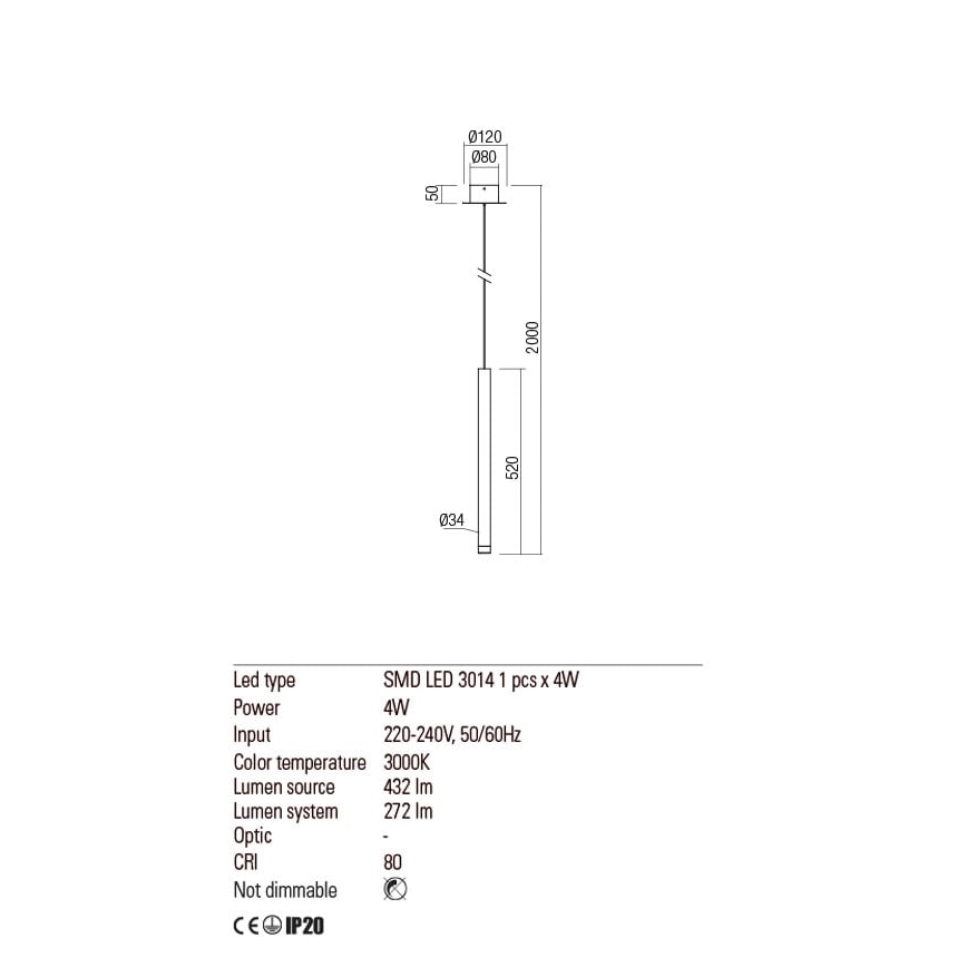 Redo 01-2043 - LED Chandelier on a string MADISON LED/4W/230V gold