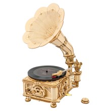 RoboTime - 3D wooden mechanical puzzle Gramophone (electric drive)