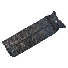 Self-inflating camping mat with pillow camouflage