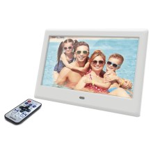 Sencor - Digital photo frame with a speaker 230V white + remote control