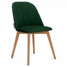 SET 2x Dining chair RIFO 86x48 cm dark green/beech