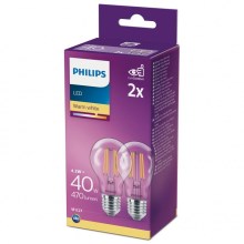 SET 2x LED Bulb VINTAGE Philips A60 E27/4,3W/230V 2700K