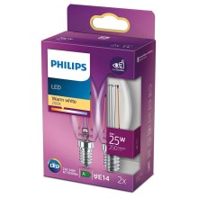 SET 2x LED Bulb VINTAGE Philips E14/2W/230V 2700K