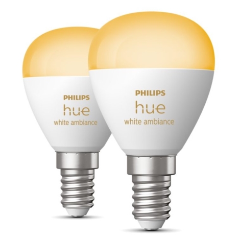 SET 2x LED Dimmable bulb Philips Hue WHITE AMBIANCE P45 E14/5,1W/230V