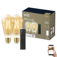 SET 2x LED Dimmable bulb ST64 E27/7W/230V 2000-5000K CRI 90 Wi-Fi + remote control - WiZ