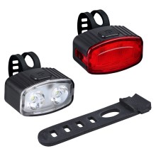 SET 2x LED Dimmable rechargeable bicycle light 350 mAh IP44 red/white