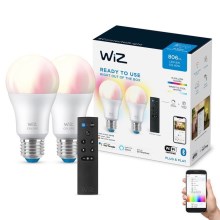 SET 2x LED RGBW Dimmable bulb A60 E27/8,5W/230V 2200-6500K Wi-Fi + remote control - WiZ