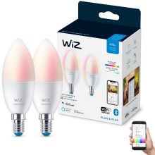 SET 2x LED RGBW Dimmable bulb C37 E14/4,9W/230V 2200-6500K Wi-Fi - WiZ