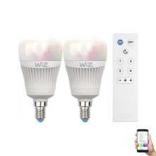 SET 2x LED RGBW Dimmable bulb E27/11,5W/230V Wi-Fi + remote control - WiZ
