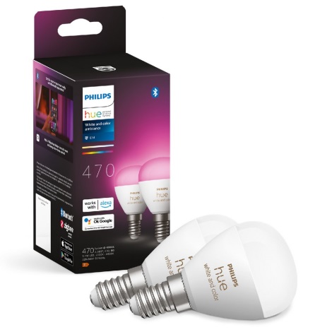 SET 2x LED RGBW Dimmable bulb Philips Hue WACA P45 E14/5,1W/230V