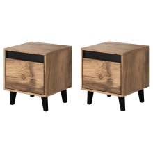 SET 2x Nightstand NORD 45x40 cm brown/anthracite