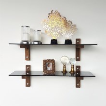 SET 2x Wall shelf 25x85 cm pine/black