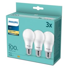 SET 3x LED Bulb Philips A60 E27/13W/230V 2700K