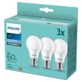 SET 3x LED Bulb Philips A60 E27/8W/230V 6500K