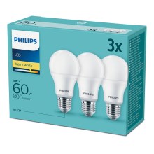 Set 3x LED Light bulb Philips E27/9W/230V 2700K