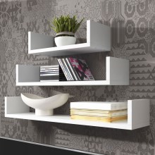 SET 3x Wall shelf TRIO white