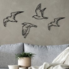 SET 4x Wall decoration birds metal