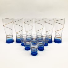 Set 6x larger glass and 6x smaller glass blue