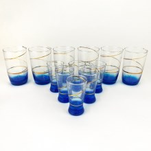 Set 6x larger glass and 6x smaller glass for shots blue