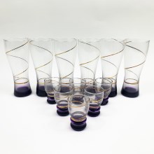 Set 6x larger glass and 6x smaller glass purple