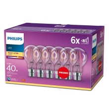 SET 6x LED Bulb Philips VINTAGE A60 B22/4,3W/230V 2700K