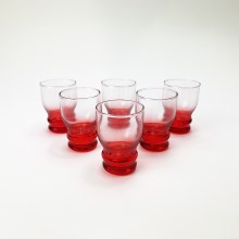 Set 6x liqueur glass clear red