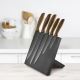 Set of stainless steel knives 5 pcs with a magnetic stand wood/black