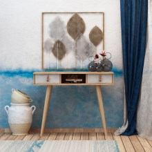 Side table LAWEN 88x100 cm beige/grey