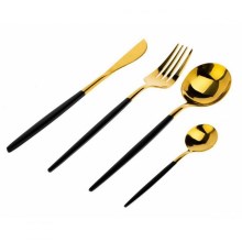 Stainless steel cutlery set LIJO 4 pcs black/gold