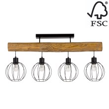Surface-mounted chandelier BERIS 4xE27/25W/230V pine - FSC certified