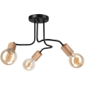 Surface-mounted chandelier CONOR 3xE27/60W/230V oak/black